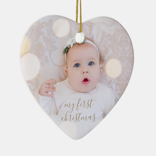 Baby's eerste kerstfoto keramisch ornament (Rechts)