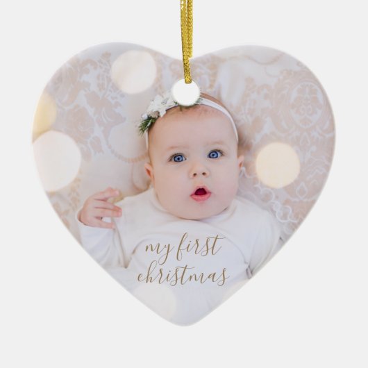 Baby's eerste kerstfoto keramisch ornament (Voorkant)