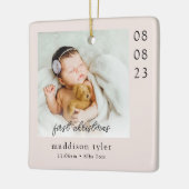 Baby's eerste kerstfoto keramisch ornament (Links)