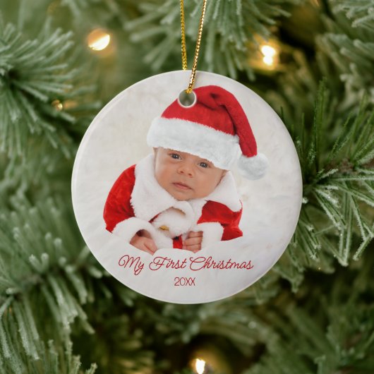 Baby's Eerste kerstfoto Keramisch sieraad Keramisch Ornament (Boom)