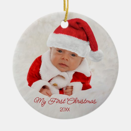 Baby's Eerste kerstfoto Keramisch sieraad Keramisch Ornament (Voorkant)