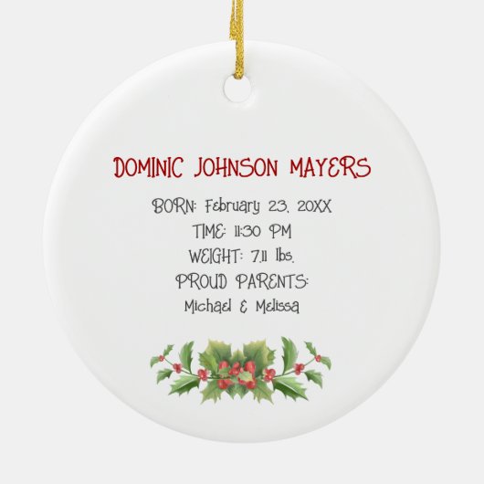 Baby's Eerste kerstfoto Keramisch sieraad Keramisch Ornament (Achterkant)