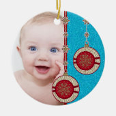 Baby's Eerste kerstfoto kerstversiering Keramisch Ornament (Voorkant)