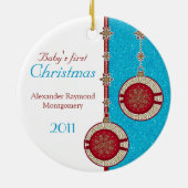 Baby's Eerste kerstfoto kerstversiering Keramisch Ornament (Achterkant)