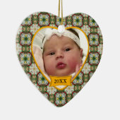 Baby's eerste kerstfoto kleurrijk patroon keramisch ornament (Rechts)