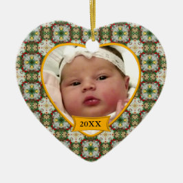 Baby's eerste kerstfoto kleurrijk patroon keramisch ornament