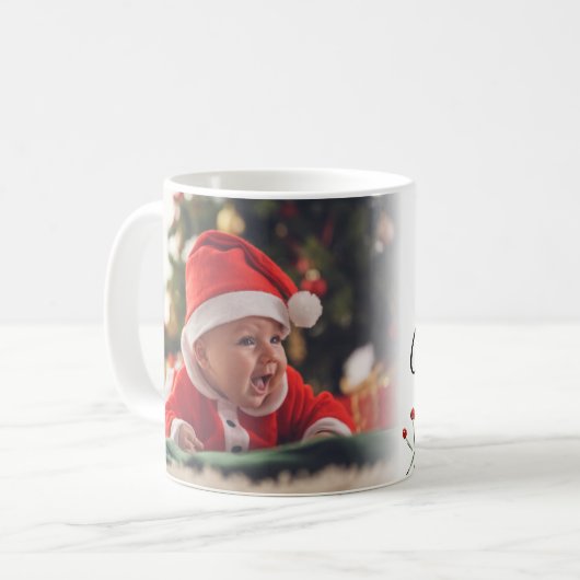 Baby's eerste kerstfoto koffiemok (Voorkant links)