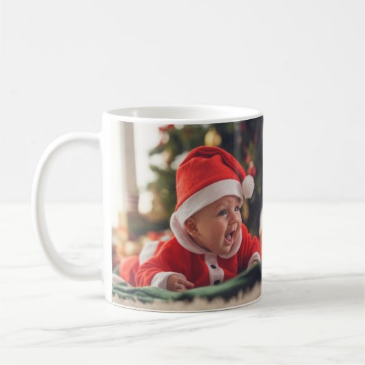 Baby's eerste kerstfoto koffiemok (Links)