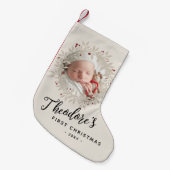 Baby's Eerste Kerstfoto Krans Naam Kleine Kerstsok (Voorkant (Hangend))