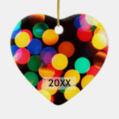 Baby's eerste kerstfoto Label met cadeau en sieraa Keramisch Ornament (Achterkant)