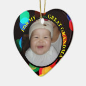 Baby's eerste kerstfoto Label met cadeau en sieraa Keramisch Ornament (Links)