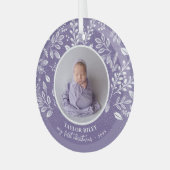 Baby's eerste kerstfoto lavender glas ornament (Voorkant links)