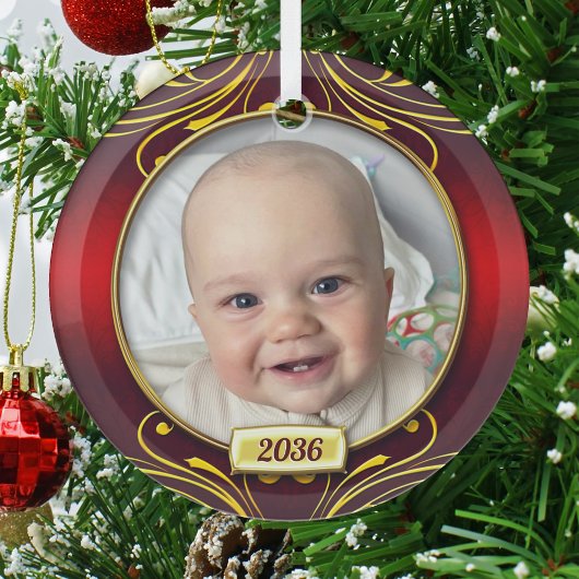 Baby's eerste kerstfoto Lijst Glas Ornament