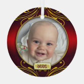Baby's eerste kerstfoto Lijst Glas Ornament (Achterkant)
