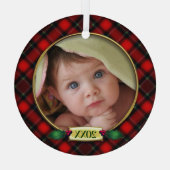 Baby's eerste kerstfoto Lijst Glas Ornament (Achterkant)