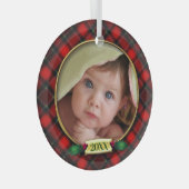 Baby's eerste kerstfoto Lijst Glas Ornament (Voorkant Rechts)