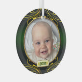 Baby's Eerste kerstfoto Lijst Glass Ornament (Voorkant Rechts)