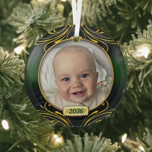 Baby's Eerste kerstfoto Lijst Glass Ornament (Insitu)