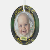 Baby's Eerste kerstfoto Lijst Glass Ornament (Voorkant links)