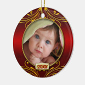 Baby's eerste kerstfoto Lijst Keramisch Ornament (Links)