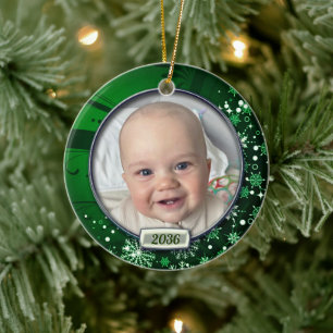 Baby's eerste kerstfoto Lijst Keramisch Ornament