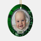Baby's eerste kerstfoto Lijst Keramisch Ornament (Rechts)