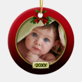 Baby's eerste kerstfoto Lijst Keramisch Ornament (Voorkant)