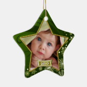 Baby's eerste kerstfoto Lijst Keramisch Ornament (Rechts)