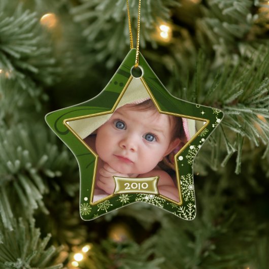 Baby's eerste kerstfoto Lijst Keramisch Ornament (Boom)