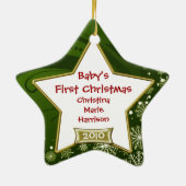 Baby's eerste kerstfoto Lijst Keramisch Ornament (Achterkant)