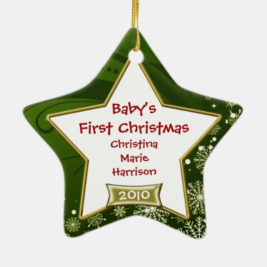 Baby's eerste kerstfoto Lijst Keramisch Ornament (Achterkant)