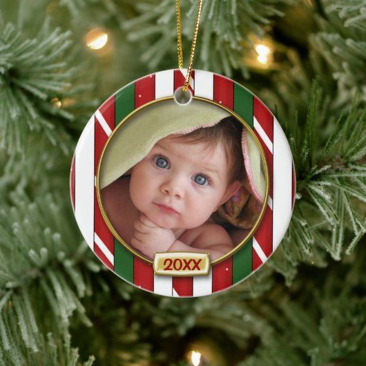 Baby's eerste kerstfoto Lijst Keramisch Ornament (Boom)