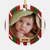 Baby's eerste kerstfoto Lijst Keramisch Ornament (Voorkant)