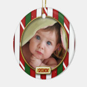 Baby's eerste kerstfoto Lijst Keramisch Ornament (Links)
