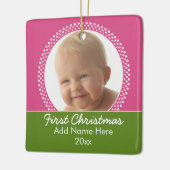 Baby's eerste kerstfoto Lijst Keramisch Ornament (Links)