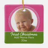 Baby's eerste kerstfoto Lijst Keramisch Ornament (Voorkant)