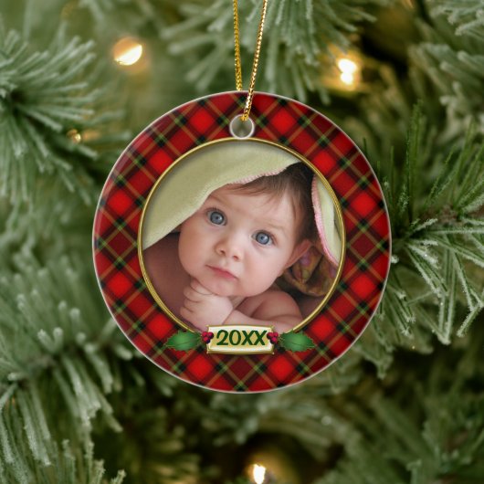Baby's eerste kerstfoto Lijst Keramisch Ornament (Boom)