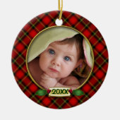 Baby's eerste kerstfoto Lijst Keramisch Ornament (Voorkant)