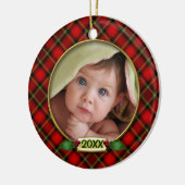 Baby's eerste kerstfoto Lijst Keramisch Ornament (Links)