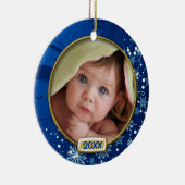Baby's eerste kerstfoto Lijst Keramisch Ornament (Rechts)