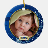 Baby's eerste kerstfoto Lijst Keramisch Ornament (Voorkant)