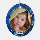 Baby's eerste kerstfoto Lijst Keramisch Ornament (Links)