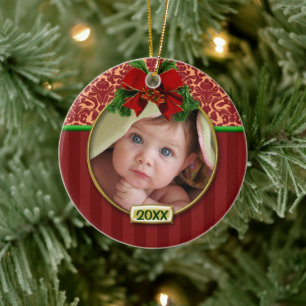 Baby's eerste kerstfoto Lijst Keramisch Ornament