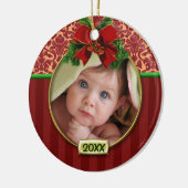 Baby's eerste kerstfoto Lijst Keramisch Ornament (Links)
