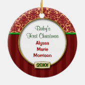 Baby's eerste kerstfoto Lijst Keramisch Ornament (Achterkant)