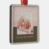 Baby's eerste kerstfoto Lijst Metalen Ornament (Rechts)