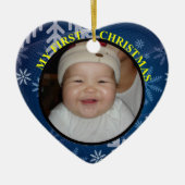 Baby's Eerste kerstfoto met datum Keramisch Ornament (Voorkant)