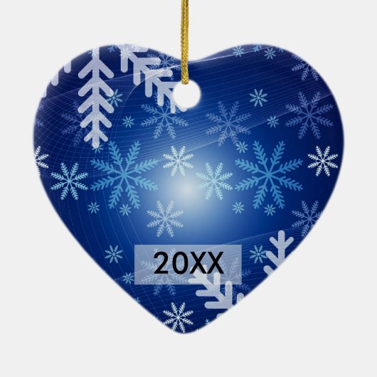 Baby's Eerste kerstfoto met datum Keramisch Ornament (Achterkant)