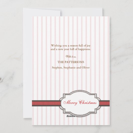 Baby's eerste kerstfoto met Faux Ribbon Red Feestdagenkaart (Achterkant)