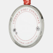 Baby's eerste kerstfoto met geboortedatum metalen ornament (Links)